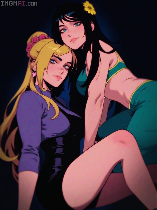 Momiji and Juliet Starling standing together in an anime style illustration