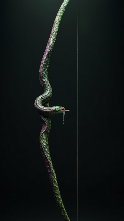 A slender green snake with a purple stripe flicks its forked tongue against a dark background.