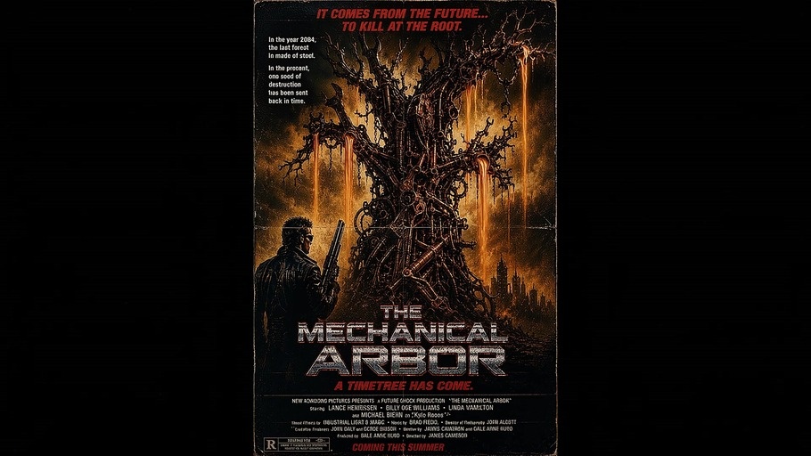 A pixel-art video showing a group of weapon-bearing figures in an outdoor battlefield setting with bare trees and an explosion.