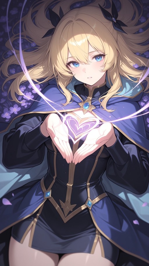 Barbara from Genshin Impact holding a glowing heart in her hands