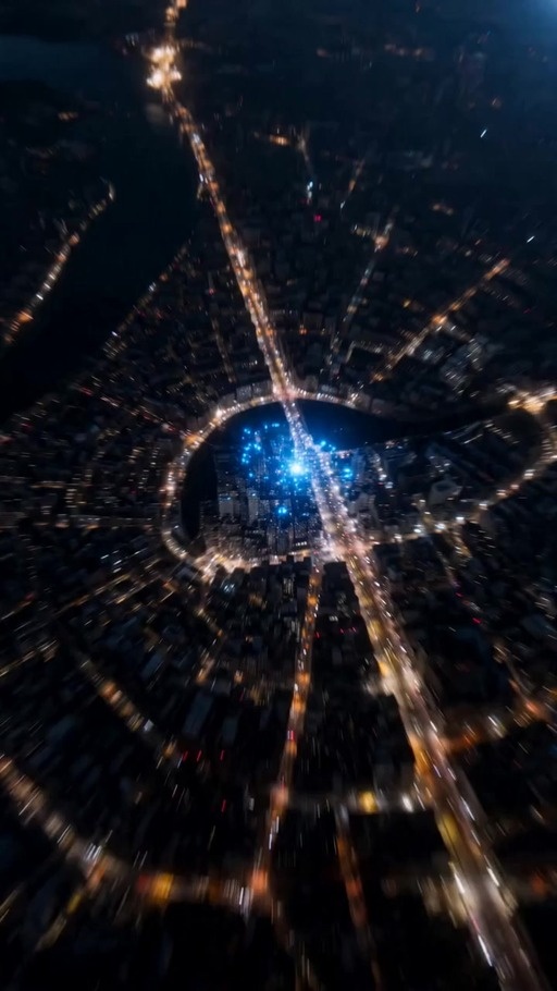 A view of Earth from space with glowing blue lines wrapping around the planet to form a network, converging into a bright sphere.