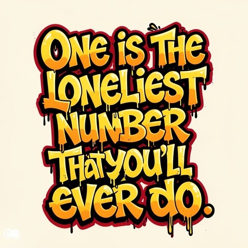 Yellow graffiti-style text with red outlines and a dripping effect on a beige background