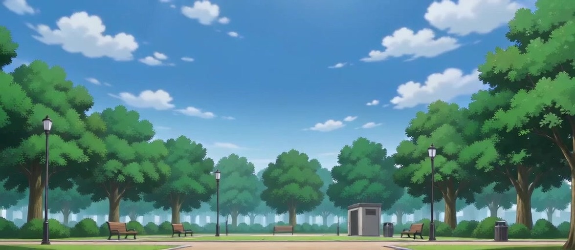 Two animated figures sitting on a wooden park bench, eating popsicles and holding a baseball bat under a sunny sky with trees in the background.