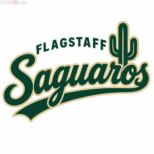 Green and gold script logo for the Flagstaff Saguaros baseball team featuring a saguaro cactus.
