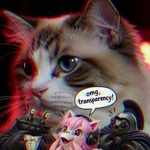 A cat with a speech bubble saying 'omg, transparency!' transitions into black-and-white footage of Barack Obama signing papers next to a rhinoceros.